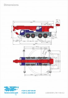 Truck crane dimensions LIEBHERR LTM 1100-4.2