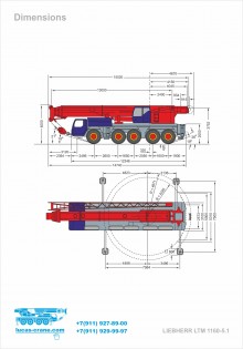 Truck crane dimensions LIEBHERR LTM 1160-5.1